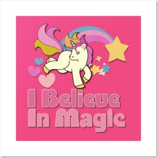 I believe in Magic Unicorn (pink) Posters and Art